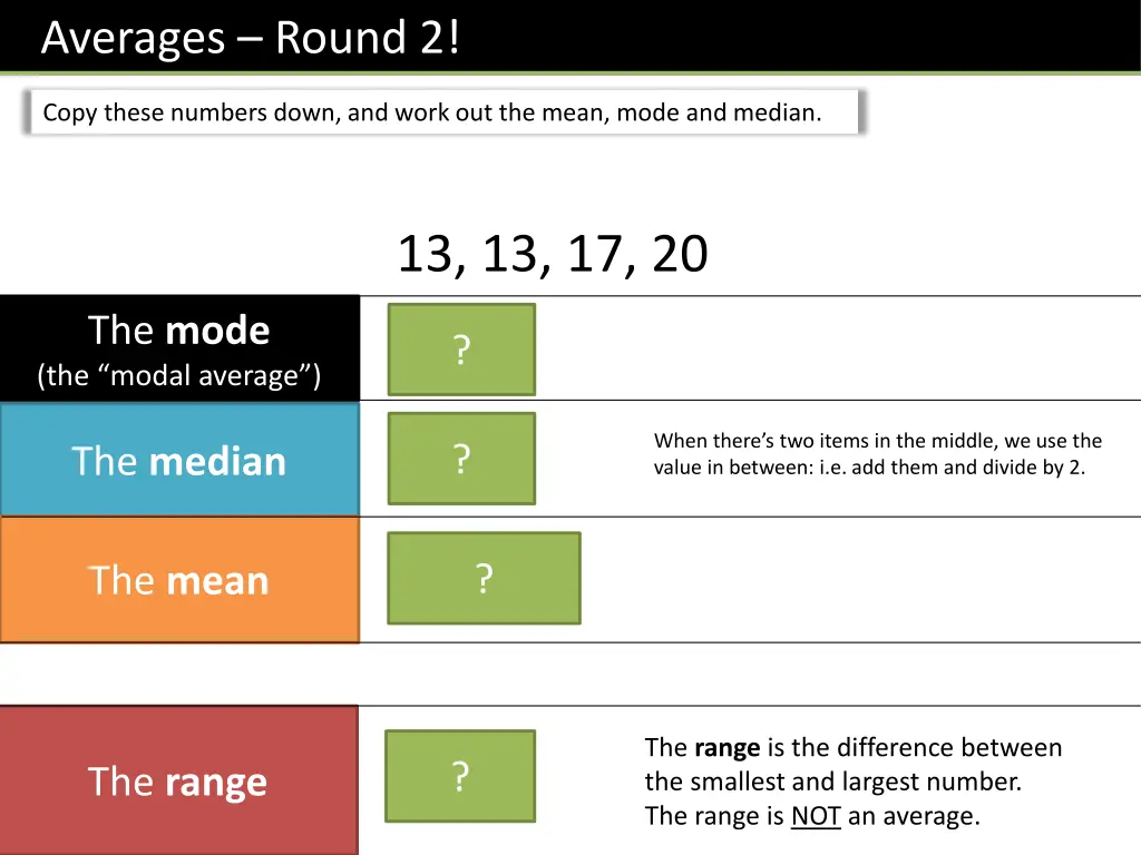 averages round 2