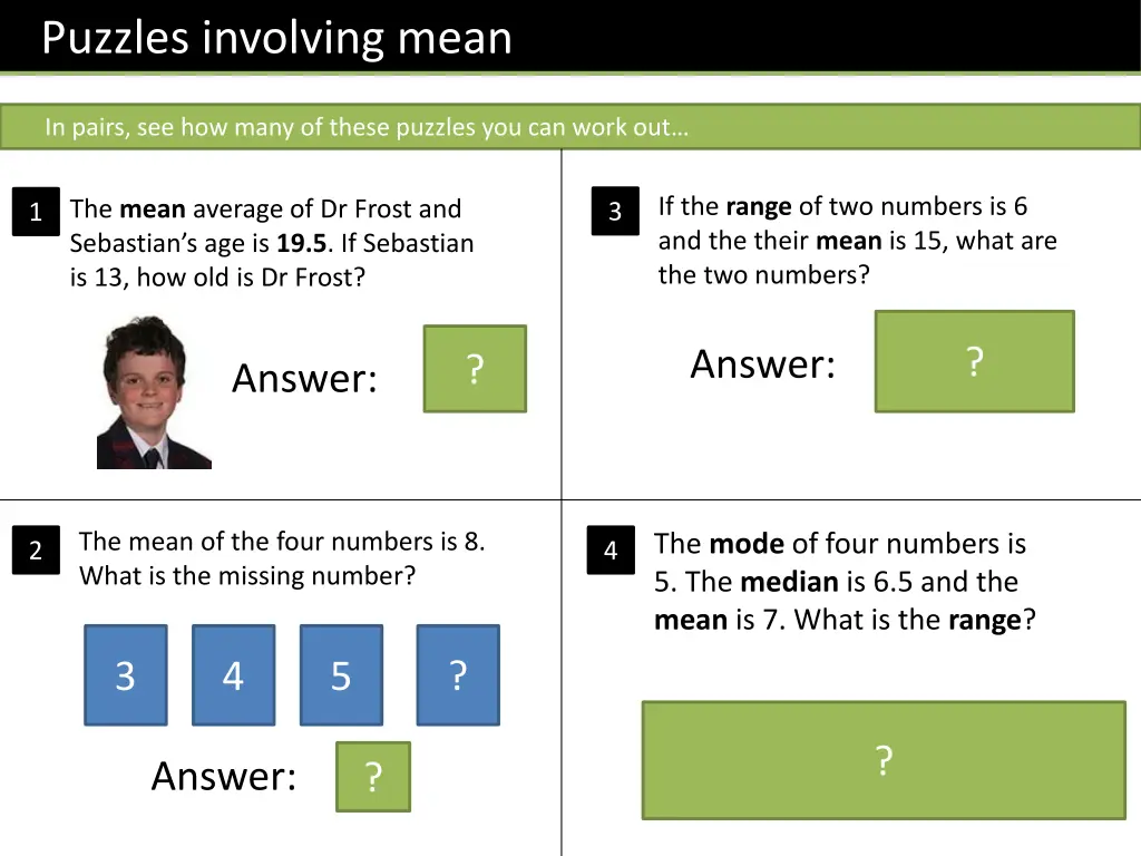 puzzles involving mean