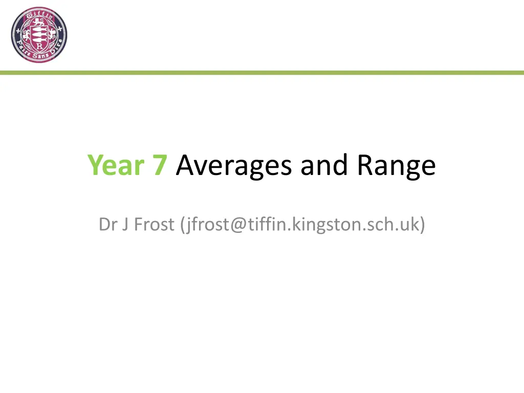 year 7 averages and range