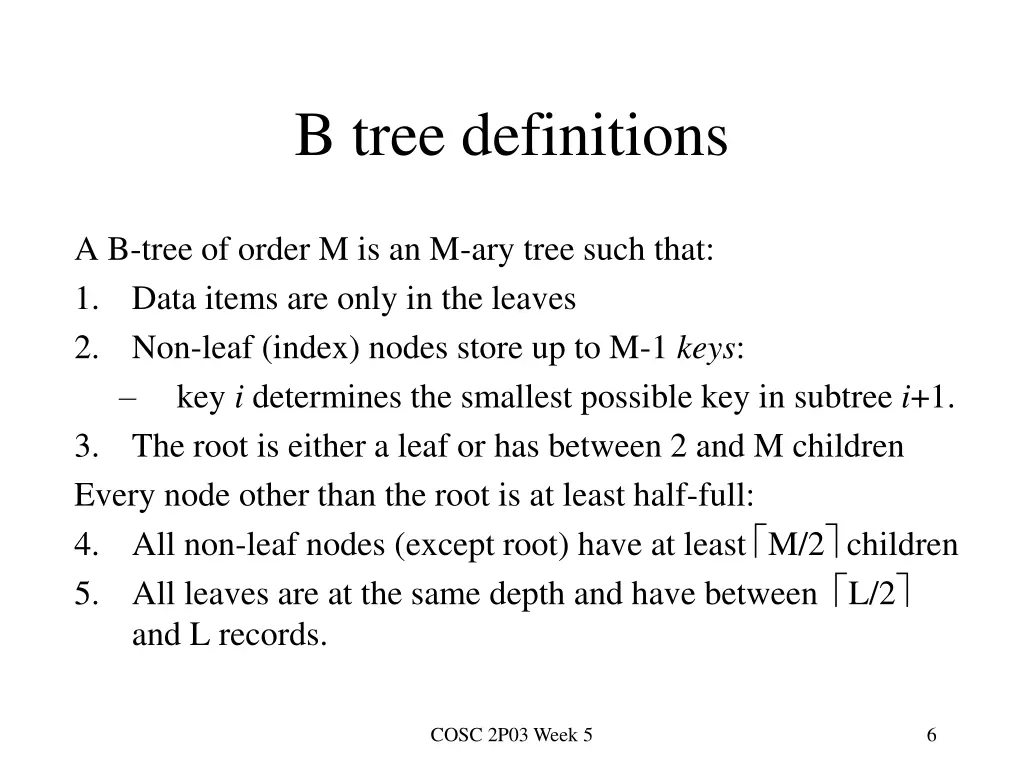 b tree definitions