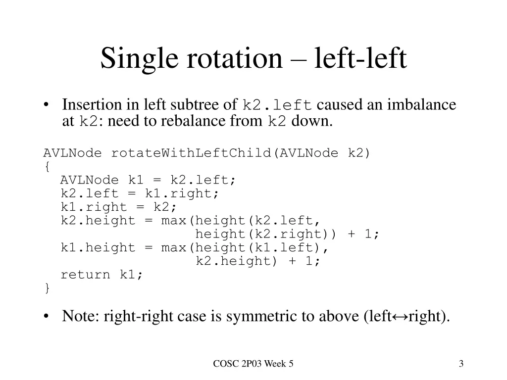 single rotation left left