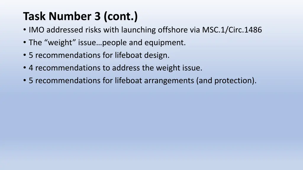 task number 3 cont imo addressed risks with