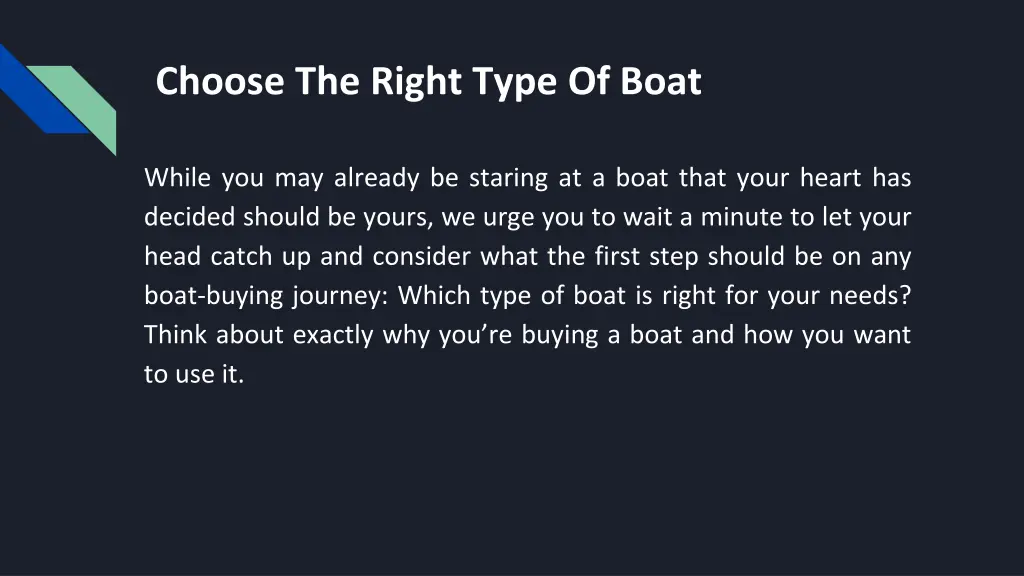 choose the right type of boat