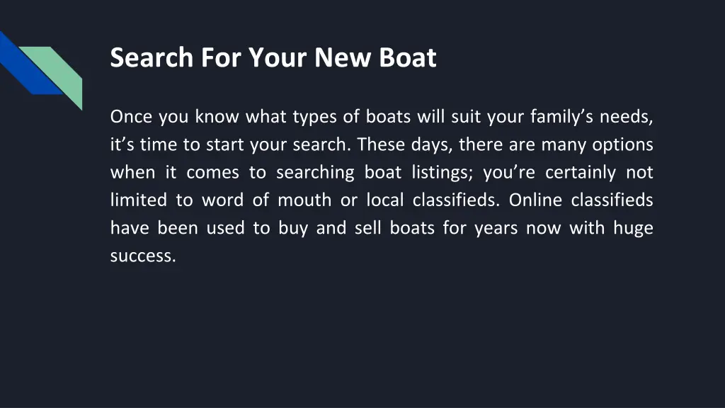 search for your new boat