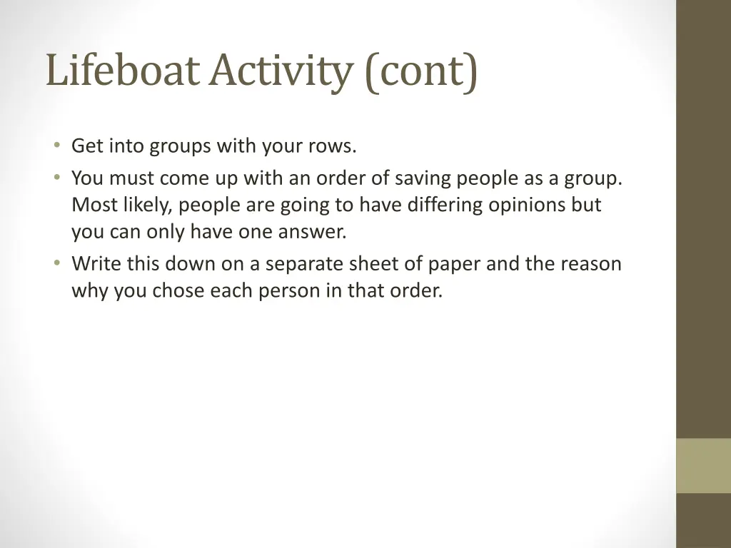 lifeboat activity cont