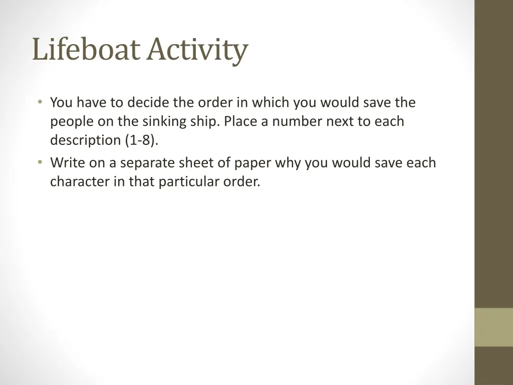 lifeboat activity