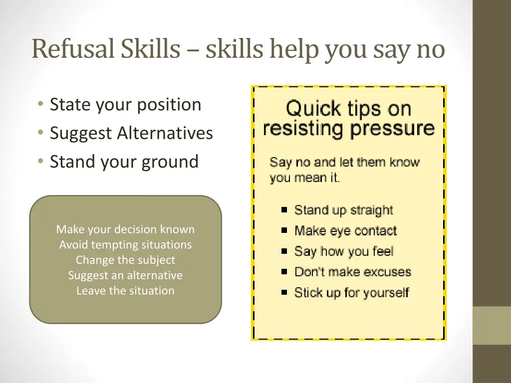 refusal skills skills help you say no