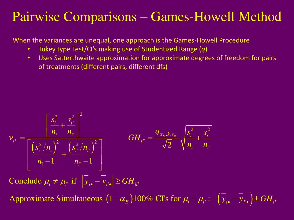 pairwise comparisons games howell method