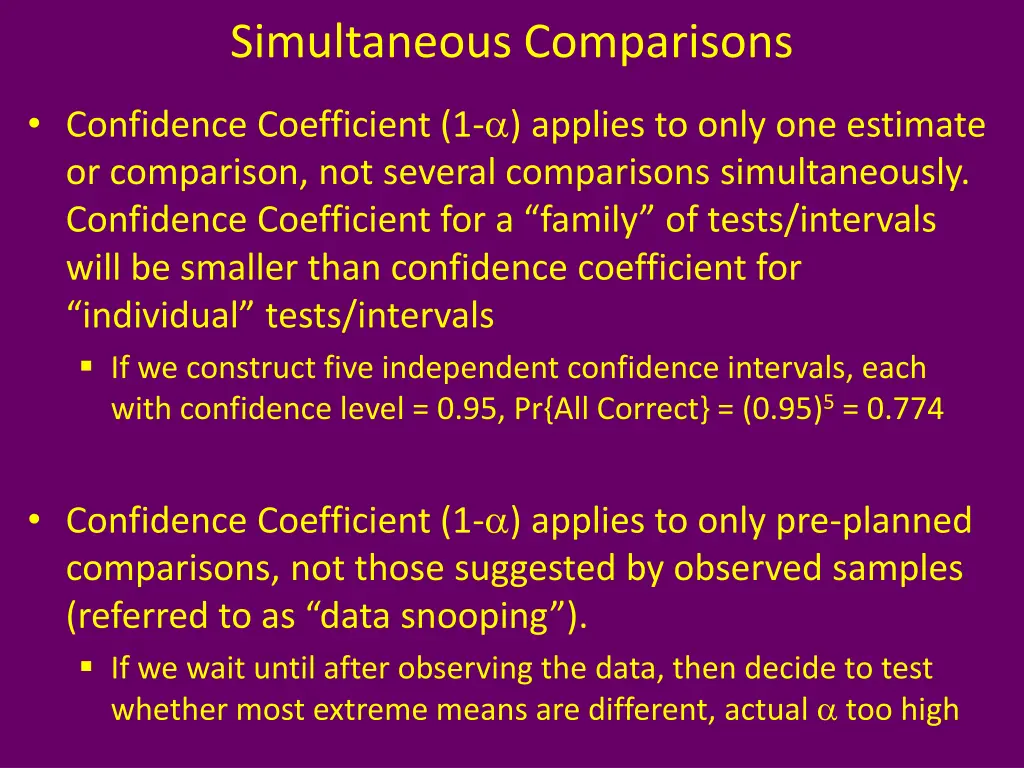 simultaneous comparisons