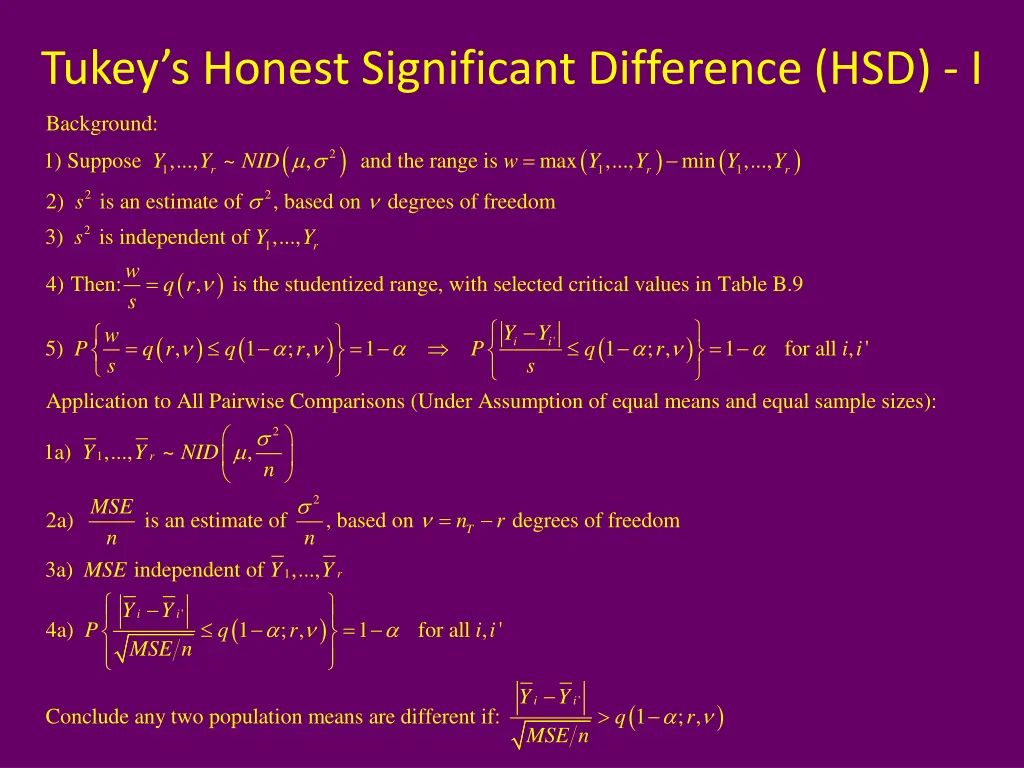 tukey s honest significant difference hsd i