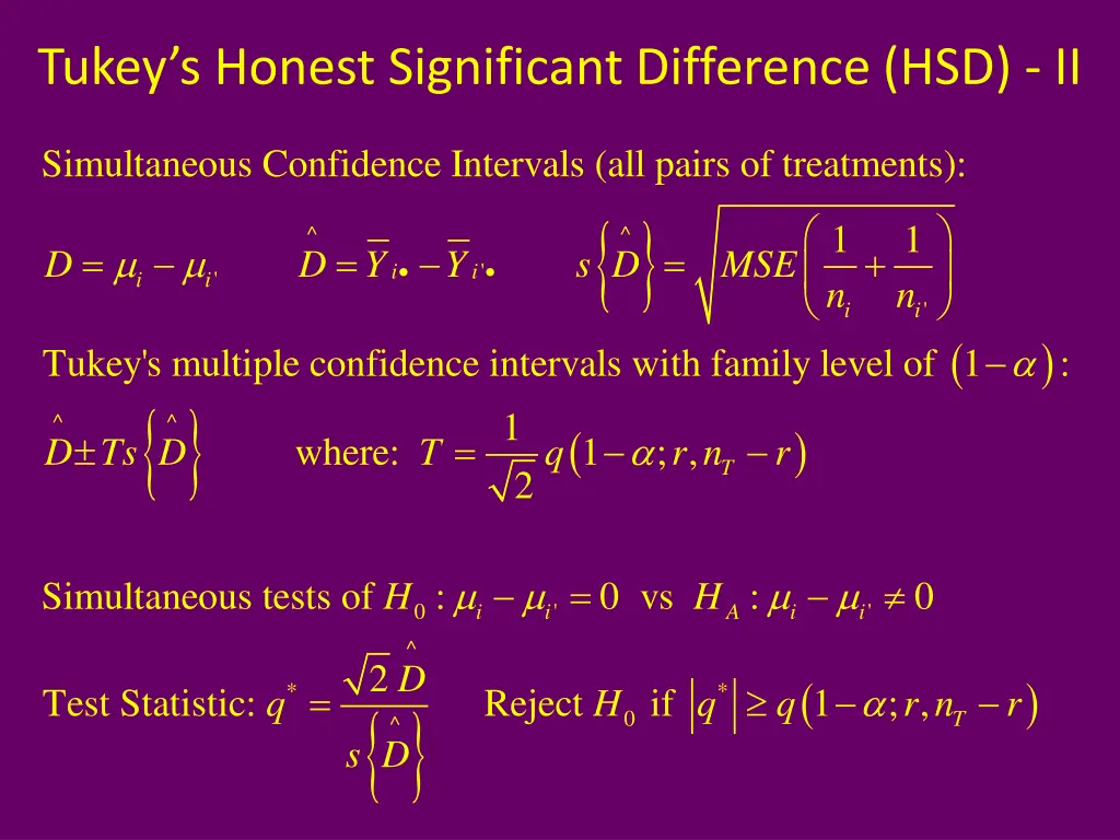 tukey s honest significant difference hsd ii