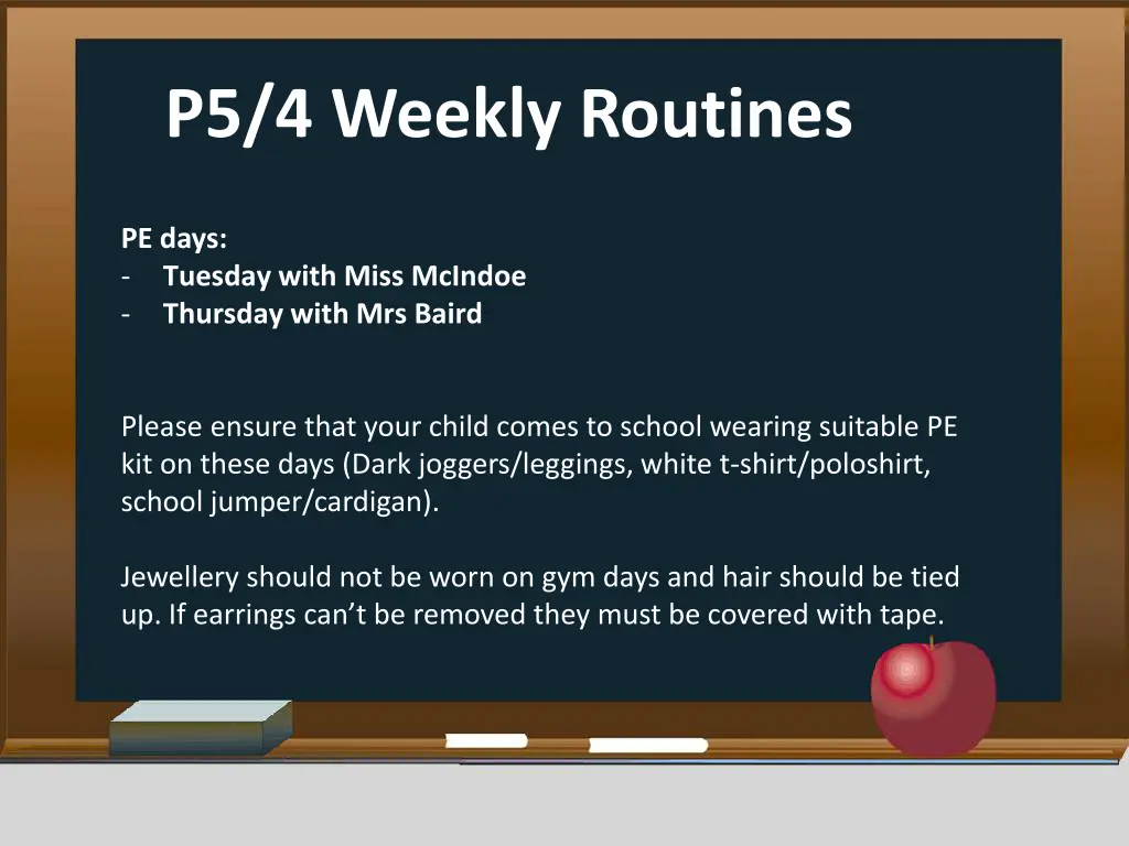 p5 4 weekly routines