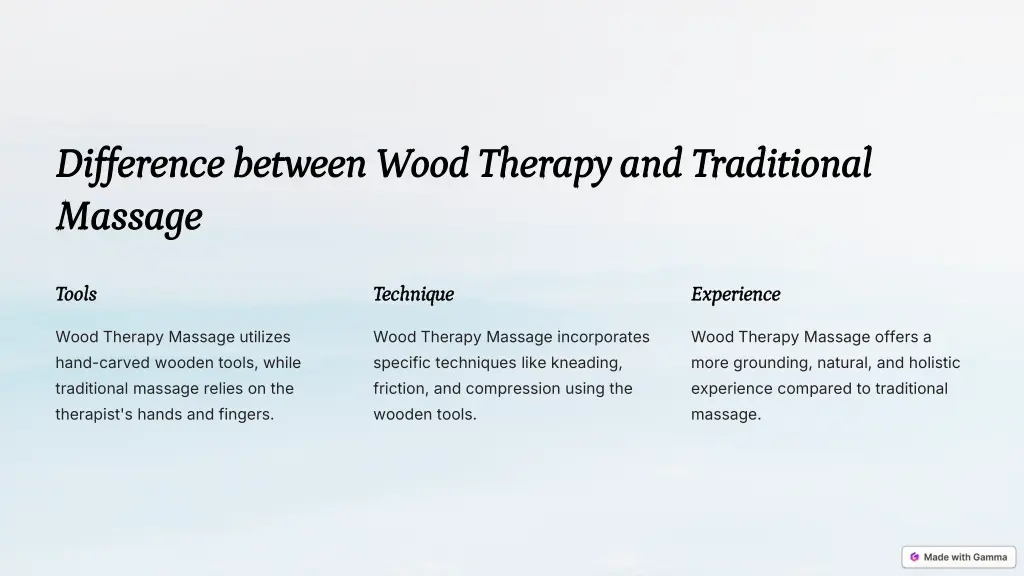 difference between wood therapy and traditional