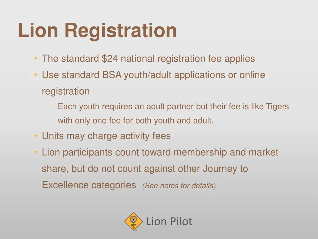 lion registration