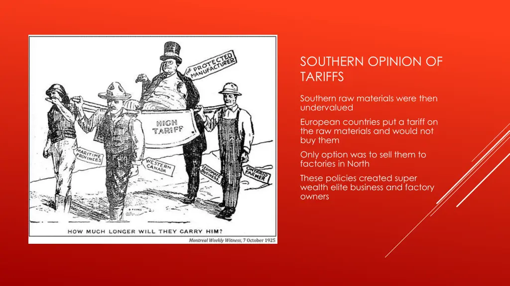 southern opinion of tariffs