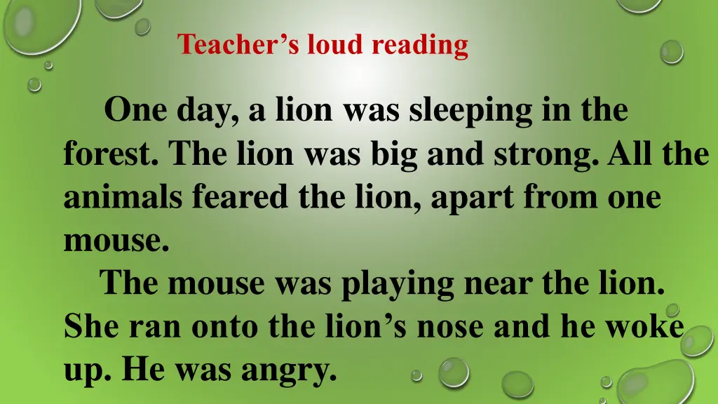 teacher s loud reading