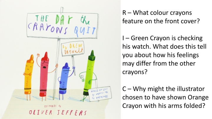 r what colour crayons feature on the front cover