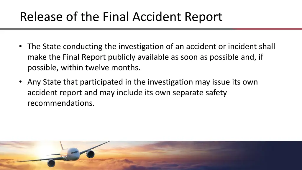 release of the final accident report