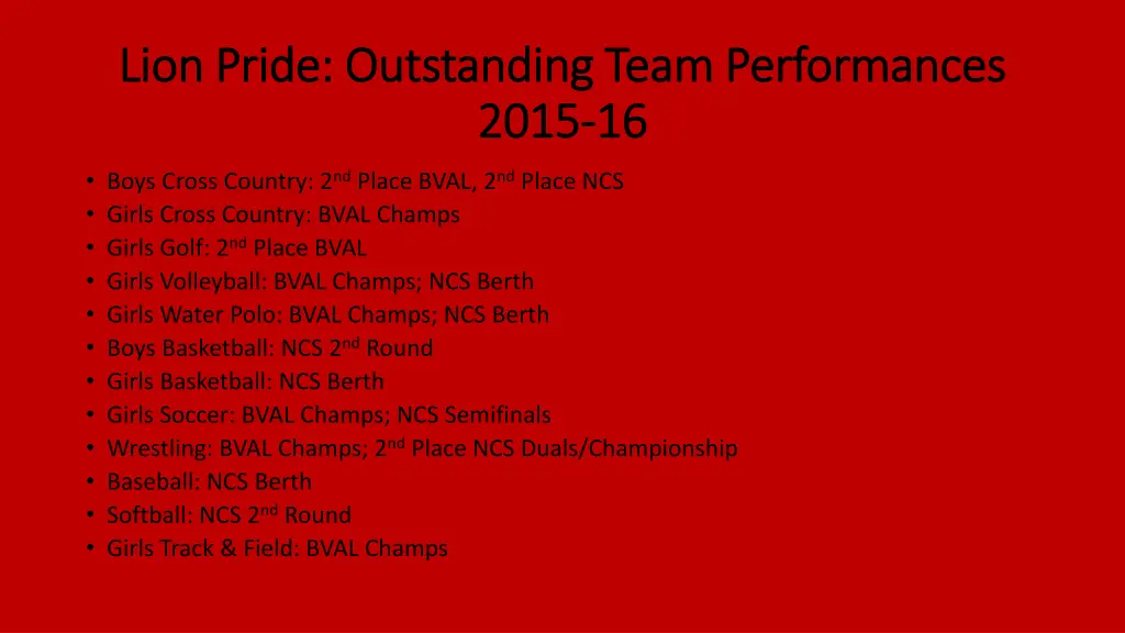 lion pride outstanding team performances lion