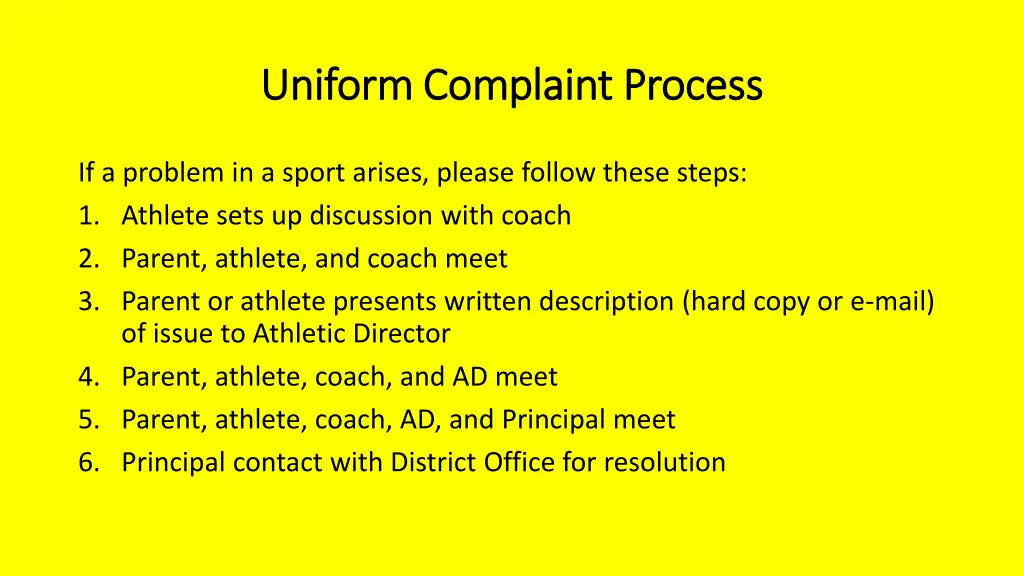 uniform complaint process uniform complaint