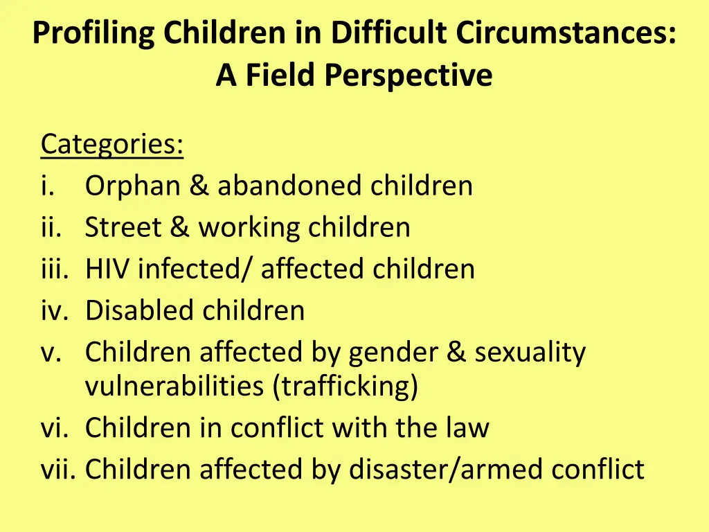 profiling children in difficult circumstances