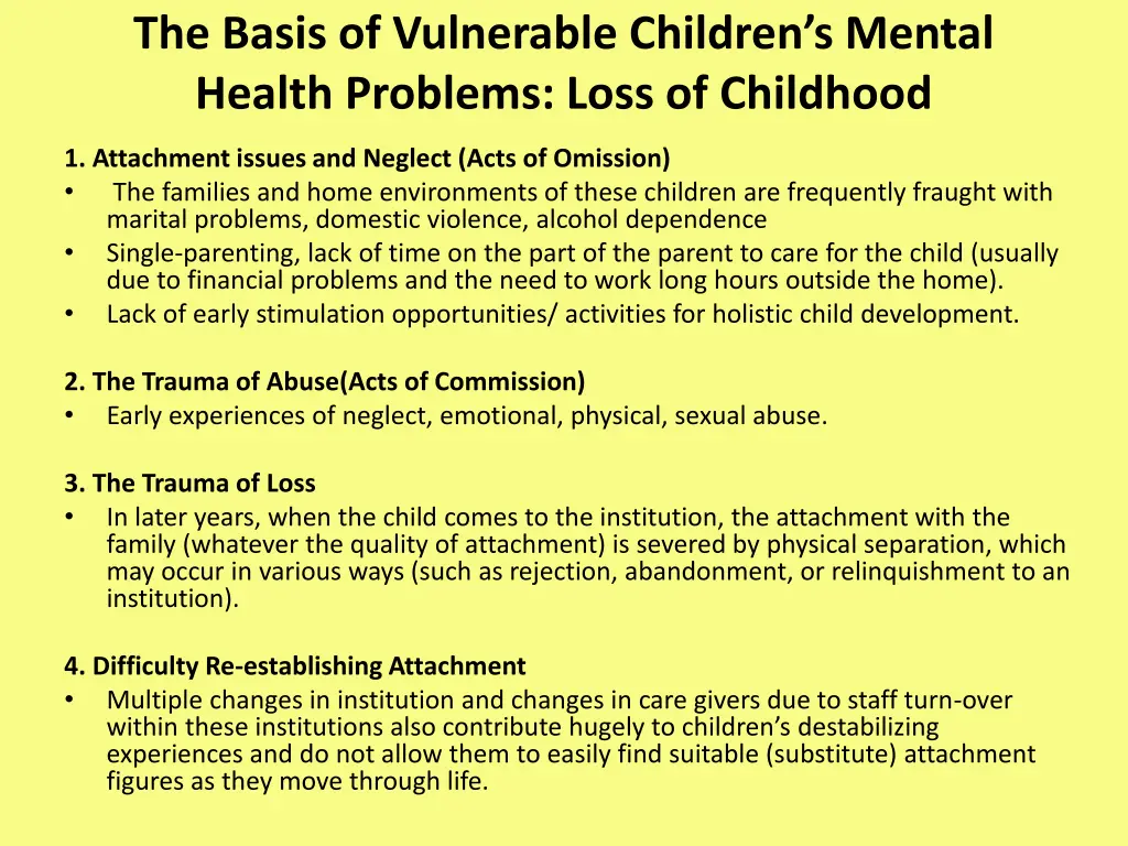 t he basis of vulnerable children s mental health