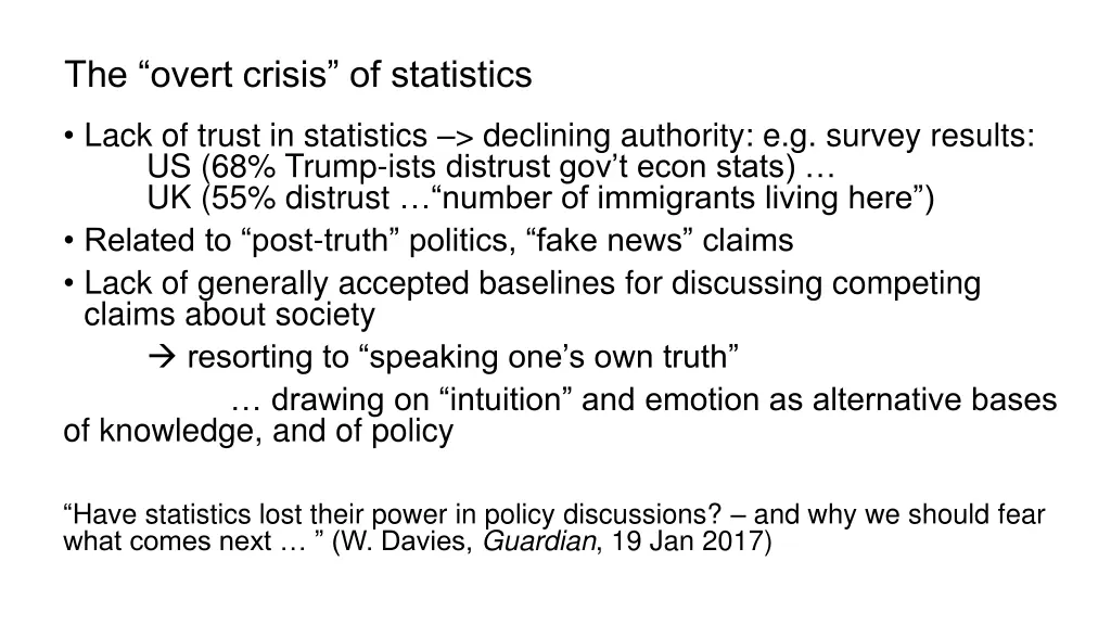 the overt crisis of statistics