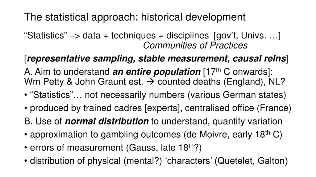 the statistical approach historical development