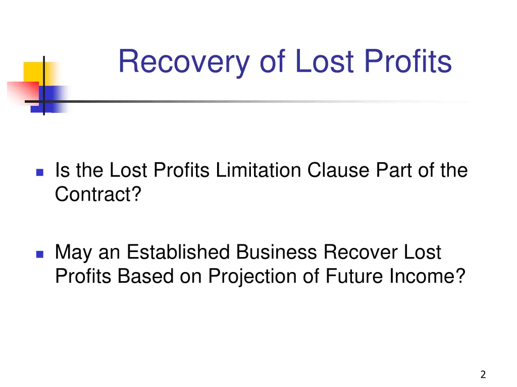 recovery of lost profits