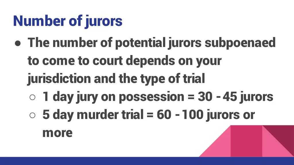 number of jurors the number of potential jurors