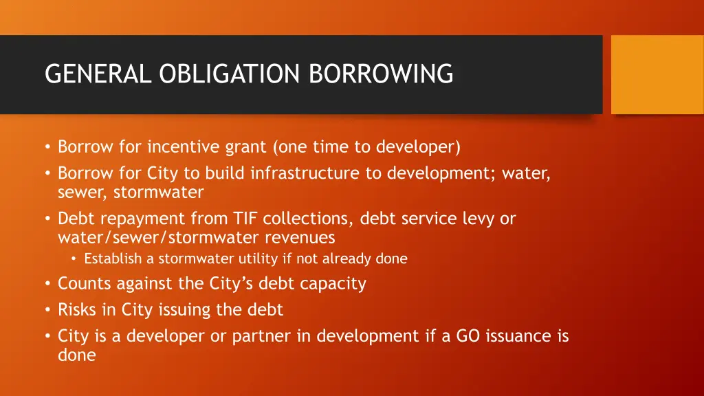 general obligation borrowing