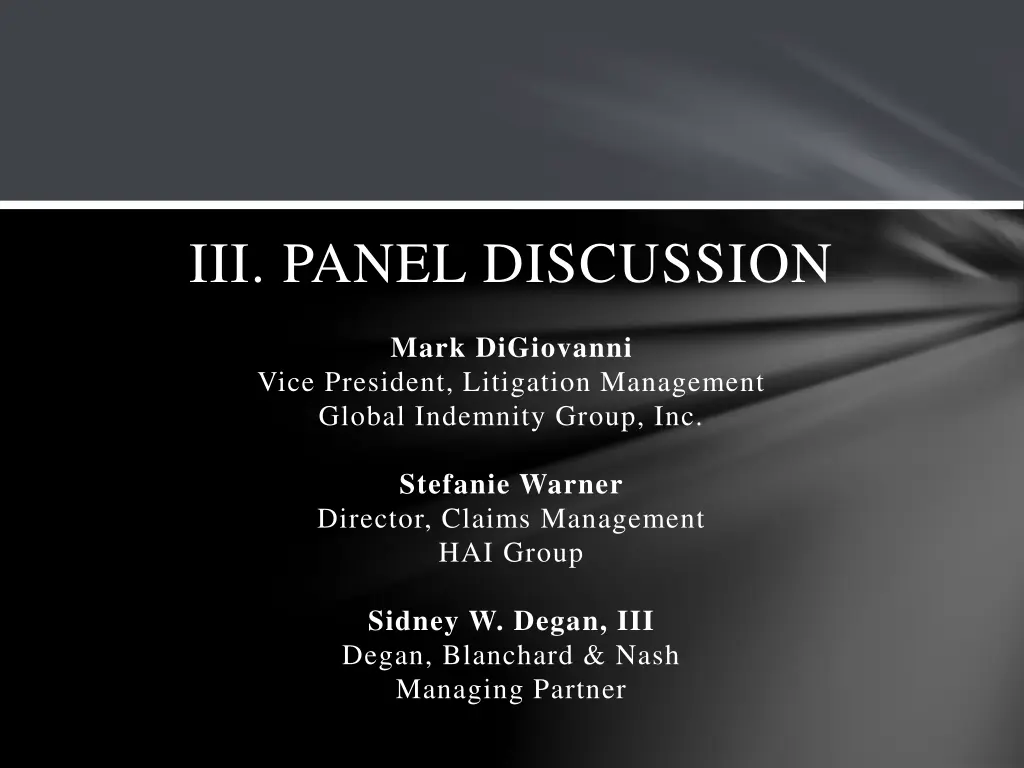 iii panel discussion