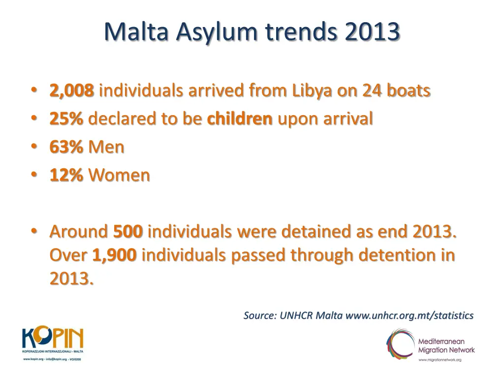 malta asylum trends 2013