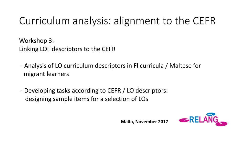 curriculum analysis alignment to the cefr