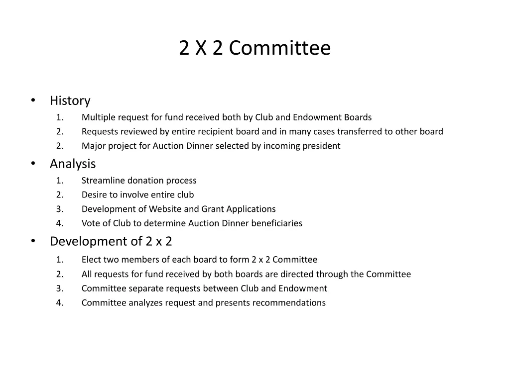 2 x 2 committee