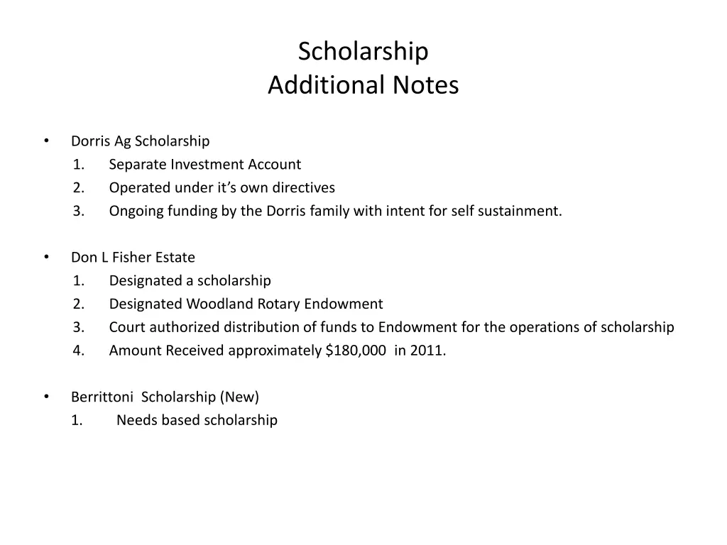 scholarship additional notes