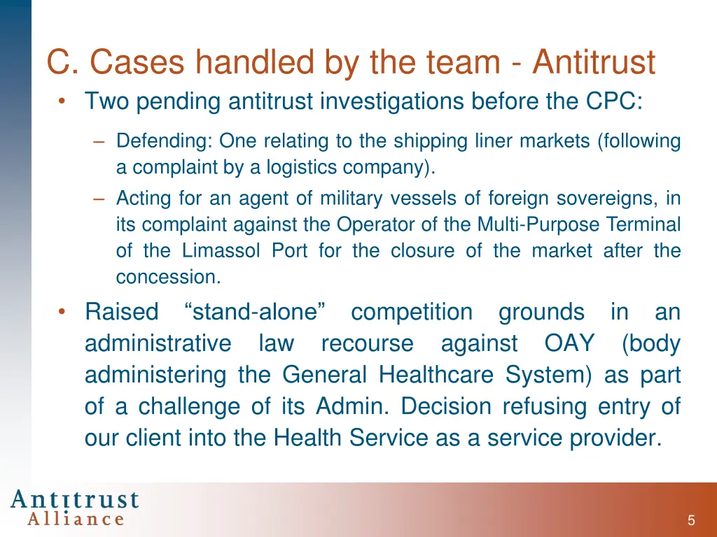 c cases handled by the team antitrust two pending