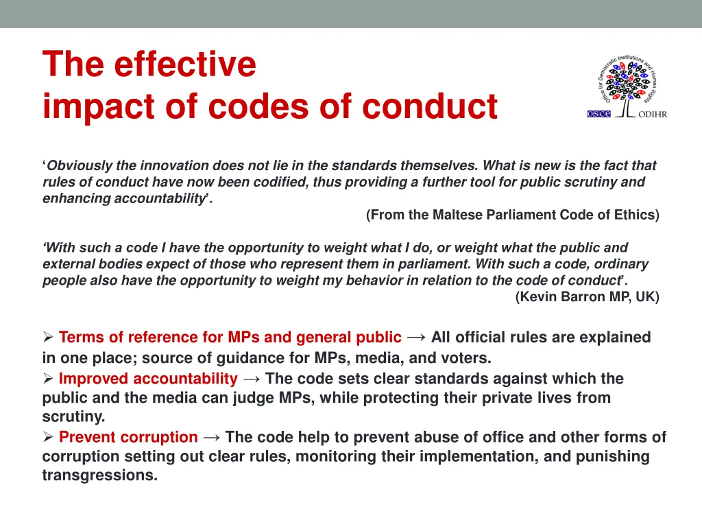 the effective impact of codes of conduct