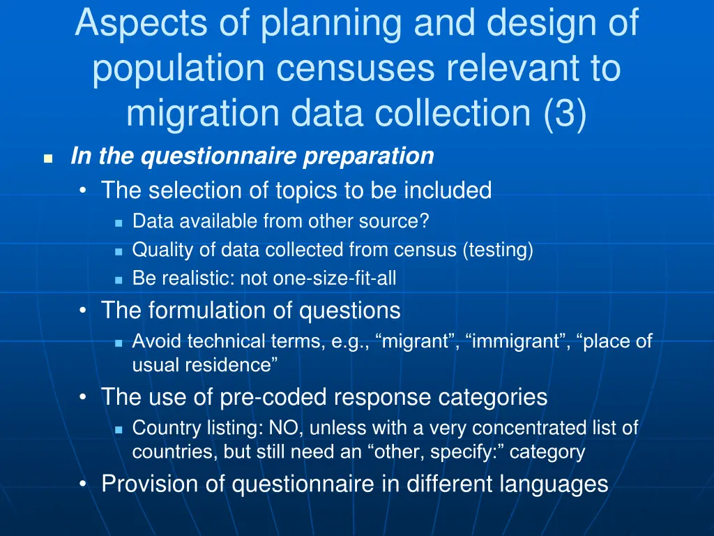 aspects of planning and design of population 3