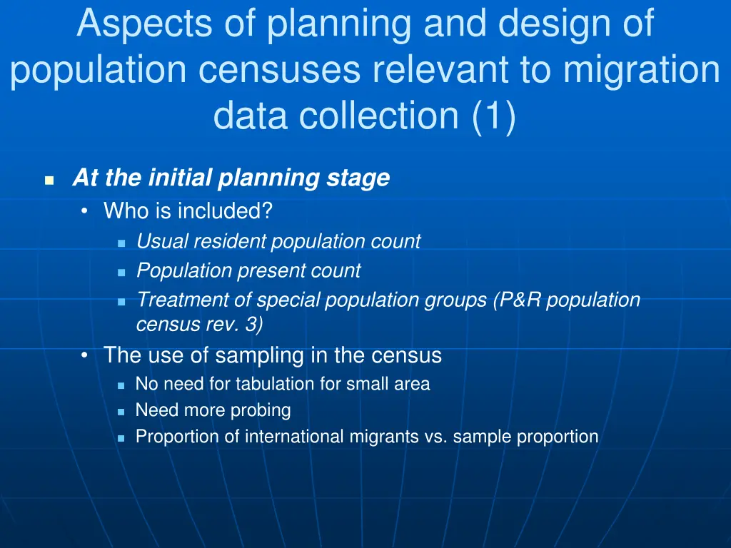 aspects of planning and design of population