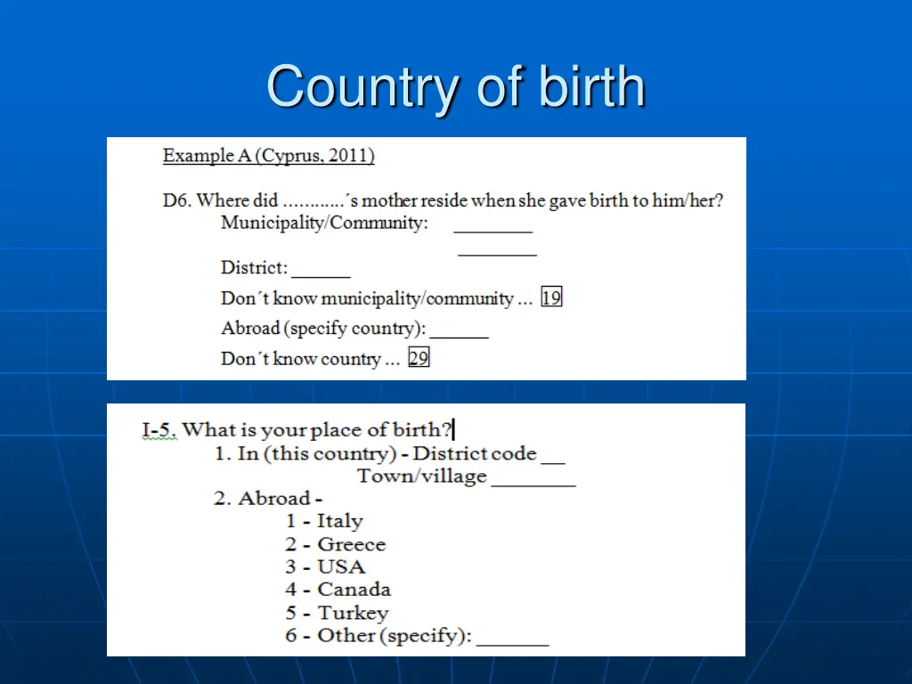 country of birth