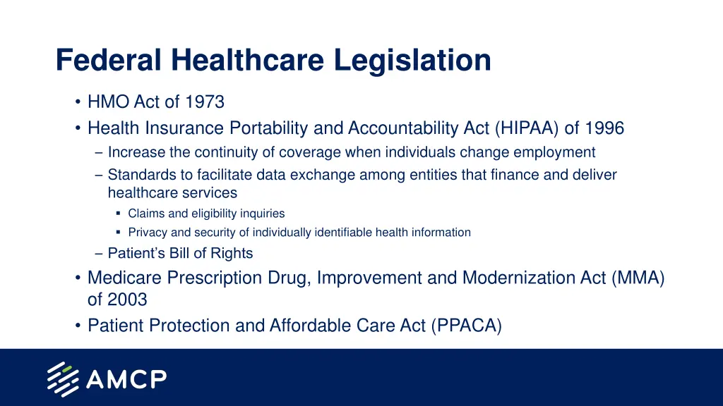 federal healthcare legislation