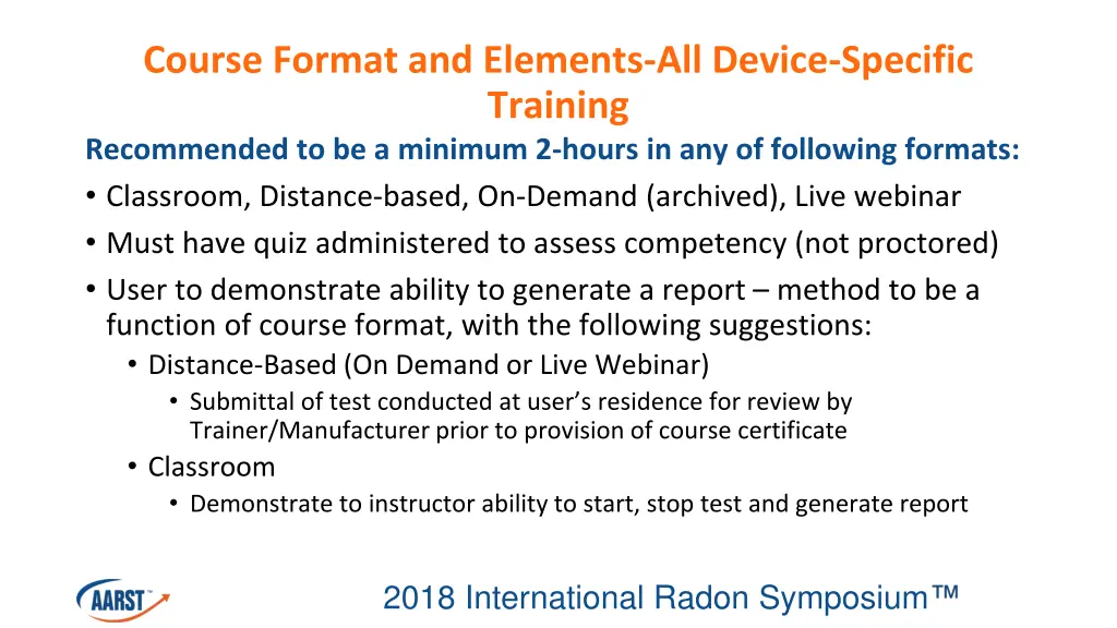 course format and elements all device specific