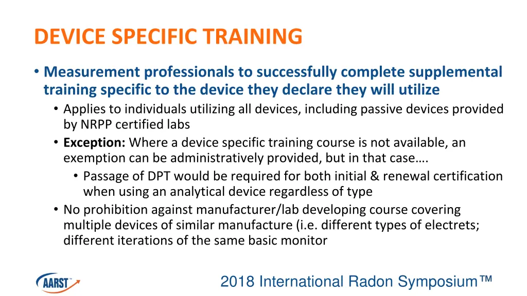 device specific training