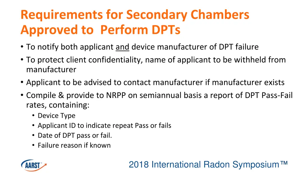 requirements for secondary chambers approved