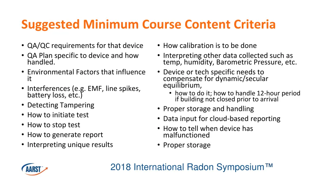 suggested minimum course content criteria