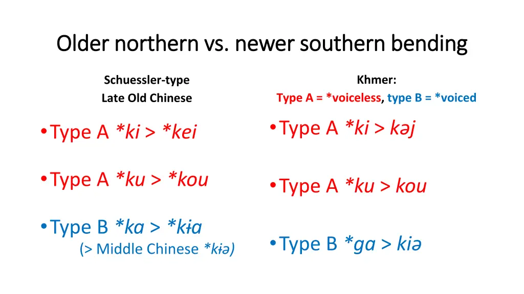 older northern vs newer southern bending older