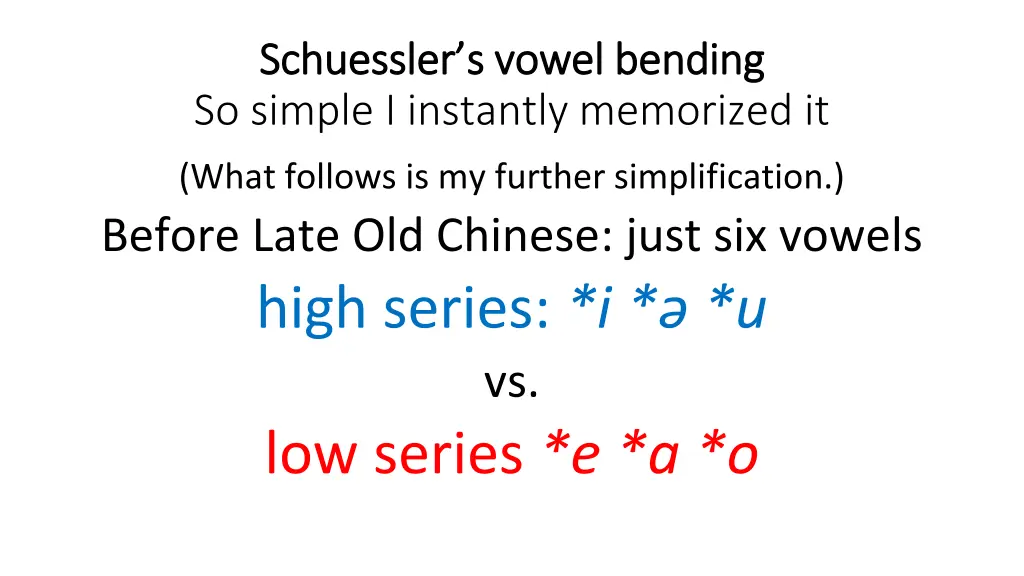 schuessler schuessler s vowel bending s vowel