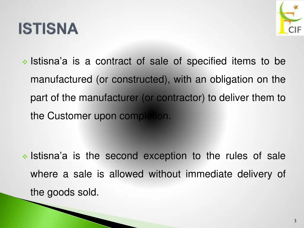 istisna a is a contract of sale of specified