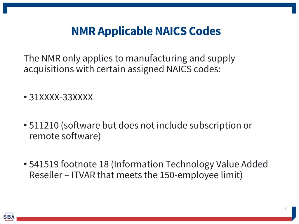 nmr applicable naics codes